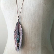 Load image into Gallery viewer, Electroformed Feather Necklace with Raw Chakra Stones #2 - Ready to Ship