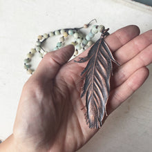 Load image into Gallery viewer, Electroformed Feather and Amazonite Necklace