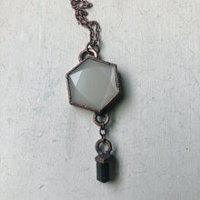 Load image into Gallery viewer, White Moonstone Hexagon and Dravite Necklace #2 - Ready to Ship