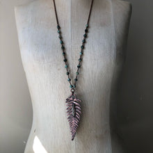 Load image into Gallery viewer, Electroformed Fern with Raw Green Kyanite Necklace #1