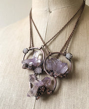 Load image into Gallery viewer, Vera Cruz Amethyst Cluster with Druzy Moon Necklace - Snow Moon Collection