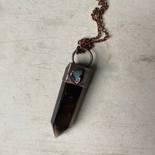 Load image into Gallery viewer, Large Polished Smoky Quartz Point & Raw Opal Necklace - Ready to Ship