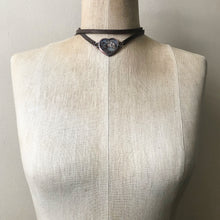 Load image into Gallery viewer, Moss Agate Heart and Leather Wrap Bracelet/Choker #1 - Ready to Ship