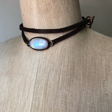 Load image into Gallery viewer, Rainbow Moonstone & Leather Wrap Bracelet/Choker - Ready to Ship
