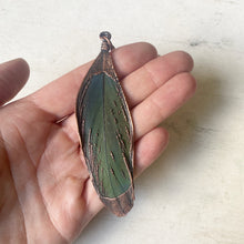 Load image into Gallery viewer, Electroformed Green Macaw Feather Necklace #1- Ready to Ship