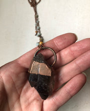 Load image into Gallery viewer, Raw Smoky Quartz Twin Point Necklace with Amazonite Accented Chain (Satya Collection)