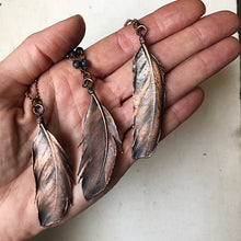 Load image into Gallery viewer, Electroformed Dark Gray Feather Necklace - Ready to Ship