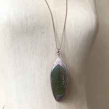 Load image into Gallery viewer, Electroformed Green Macaw Feather Necklace #2- Ready to Ship