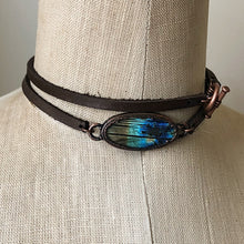 Load image into Gallery viewer, Labradorite and Leather Wrap Bracelet/Choker - Ready to Ship