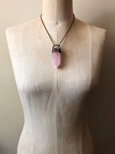 Load image into Gallery viewer, Rose Quartz Point with Angel Aura Cluster Short Necklace - Ready to Ship (Flower Moon Collection)