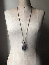 Load image into Gallery viewer, Black Kyanite and Rainbow Moonstone Necklace #1 (Ready to Ship) - Darkness Calling Collection
