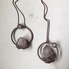 Load image into Gallery viewer, Amethyst Spirit Quartz with Druzy Moon Necklace - Snow Moon Collection