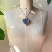 Load image into Gallery viewer, Amethyst Druzy “Broken Open” Heart Necklace with Rainbow Moonstone #1 - Ready to Ship