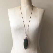 Load image into Gallery viewer, Electroformed Green Macaw Feather Necklace #3- Ready to Ship