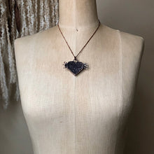 Load image into Gallery viewer, Dark Amethyst Druzy & Clear Quartz Point Tell Tale Heart Necklace #2