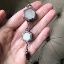 Load image into Gallery viewer, Double White Moonstone Hexagon and Dravite Necklace - Ready to Ship