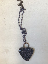 Load image into Gallery viewer, Amethyst Druzy Necklace on Sterling Silver Rosary Chain- Ready to Ship