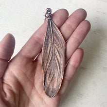 Load image into Gallery viewer, Electroformed Green Macaw Feather Necklace #1- Ready to Ship