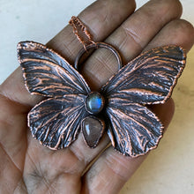 Load image into Gallery viewer, Electroformed Butterfly With Labradorite &amp; Golden Rutile Quartz Necklace - Ready to Ship
