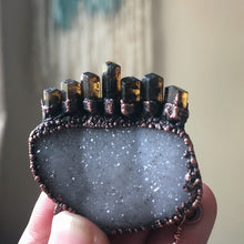 Load image into Gallery viewer, White Druzy and Dravite Statement Necklace - Ready to Ship