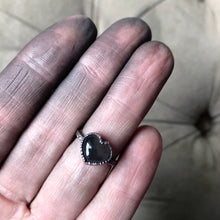 Load image into Gallery viewer, Grey Moonstone Ring - Heart #1 (Size 3.5) - Ready to Ship