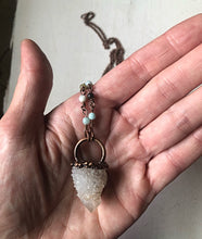 Load image into Gallery viewer, White Spirit Quartz Point Necklace with Amazonite Accented Chain (Satya Collection)
