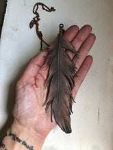 Load image into Gallery viewer, Electroformed Large Wild Feather & Raw Citrine Necklace (Icarus Soaring)