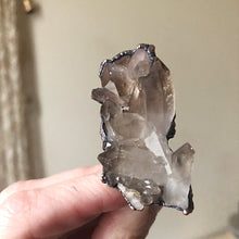 Load image into Gallery viewer, Raw Smoky Quartz Cluster Two Finger Ring - (Super Blood Wolf Moon)