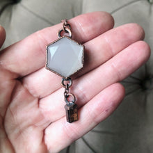 Load image into Gallery viewer, White Moonstone Hexagon and Dravite Necklace #2 - Ready to Ship