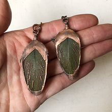 Load image into Gallery viewer, Electroformed Green Macaw Feather Necklace - Ready to Ship