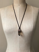 Load image into Gallery viewer, Polished Smoky Quartz Point on Adjustable Deerskin Lace (Satya Collection)