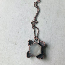 Load image into Gallery viewer, White Moonstone Hexagon and Hydrangea Necklace #1 - Ready to Ship
