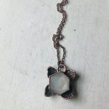 Load image into Gallery viewer, White Moonstone Hexagon and Hydrangea Necklace #1 - Ready to Ship