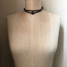 Load image into Gallery viewer, Charcoal Druzy and Leather Wrap Bracelet/Choker #1 - Ready to Ship