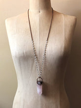 Load image into Gallery viewer, Rose Quartz Point with Rainbow Moonstone Necklace - Ready to Ship (Flower Moon Collection)