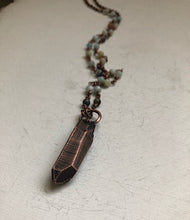 Load image into Gallery viewer, Copper Crystal Point Necklace on Aged Copper & Amazonite Rosary Chain - Ready to Ship (5/17 Update)