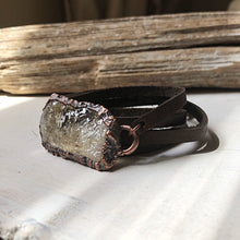 Load image into Gallery viewer, Raw Citrine & Leather Wrap Bracelet/Choker #1 (Icarus Soaring Collection)