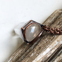 Load image into Gallery viewer, Polished Clear Quartz Point & Golden Rutilated Quartz Topped Necklace #1 (Icarus Soaring)