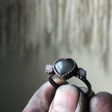 Load image into Gallery viewer, Grey Moonstone & Clear Quartz Druzy Ring - #2 (Size 7.75) - Ready to Ship