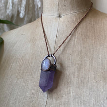 Load image into Gallery viewer, Amethyst Polished Point &amp; Rainbow Moonstone Necklace #1 - Ready to Ship

