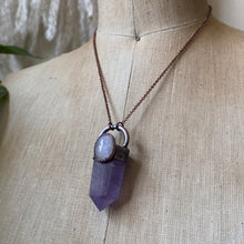 Load image into Gallery viewer, Amethyst Polished Point & Rainbow Moonstone Necklace #1 - Ready to Ship