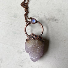 Load image into Gallery viewer, Amethyst Spirit Quartz with Rainbow Moonstone Necklace #3 - Ready to Ship