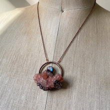 Load image into Gallery viewer, Pink Amethyst Cluster with Rainbow Moonstone Necklace #2