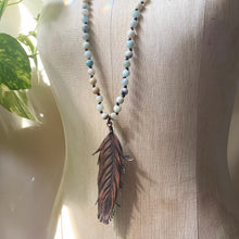 Load image into Gallery viewer, Electroformed Feather and Amazonite Necklace
