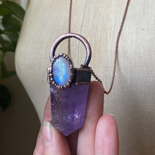 Load image into Gallery viewer, Amethyst Polished Point & Rainbow Moonstone Necklace #2 - Ready to Ship
