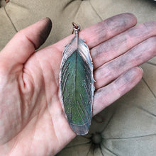 Load image into Gallery viewer, Electroformed Green Macaw Feather Necklace #2- Ready to Ship
