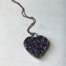 Load image into Gallery viewer, Dark Amethyst Druzy Heart Necklace #3 - Ready to Ship