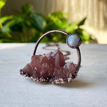 Load image into Gallery viewer, Pink Amethyst Cluster with Rainbow Moonstone Necklace #3