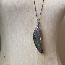 Load image into Gallery viewer, Electroformed Blue & Green Macaw Feather Necklace #3 - Ready to Ship