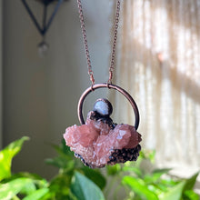Load image into Gallery viewer, Pink Amethyst Cluster with Rainbow Moonstone Necklace #2